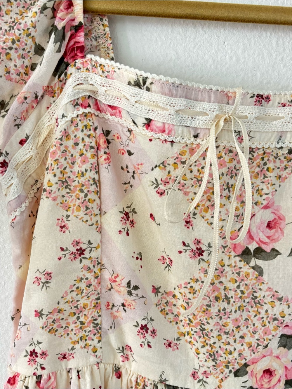 NWT Abercrombie & Fitch Emerson Puff Sleeve Midi Cotton Dress Floral Patchwork S - Picture 3 of 14